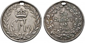 Württemberg
Friedrich II./I. 1797-1806-1816
Silberne Militärverdienstmedaille o.J. (verliehen 1806-1818). Stempel von J.L. Wagner (unsigniert). Gekr...