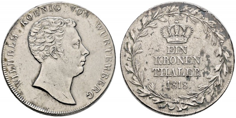 Württemberg
Wilhelm I. 1816-1864
Kronentaler 1818. KR 51, AKS 64, J. 37, Thun ...