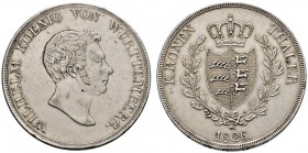 Württemberg
Wilhelm I. 1816-1864
Kronentaler 1826. KR 63.1, AKS 66, J. 55, Thun 434, Kahnt 586.
kleine Kratzer, sehr schön
