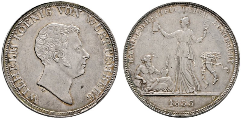 Württemberg
Wilhelm I. 1816-1864
Kronentaler 1833. Auf die Handelsfreiheit. KR...