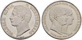 Württemberg
Wilhelm I. 1816-1864
Doppelter Vereinstaler 1846. Auf die Hochzeit des Kronprinzen Karl mit Olga von Russland. KR 90a, AKS 122, J. 79, T...