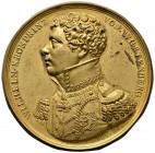 Württemberg
Wilhelm I. 1816-1864
Einseitige, vergoldete Messingmedaille o.J. (1814) von F. Detler. Hohl geprägt. Jugendliches Brustbild des Kronprin...