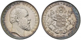 Württemberg
Karl 1864-1891
Vereinstaler 1867. KR 113.2, AKS 126, J. 85a, Thun 440, Kahnt 592.
feine Patina, minimale Kratzer, vorzüglich-Stempelgla...