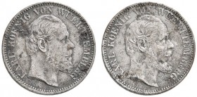 Württemberg
Karl 1864-1891
Doppelseitiger Eisenabschlag vom 1/2 Gulden o.J. Beidseitig der Kopf des Königs nach rechts. KR 115 Anm. Aus dem Brandsch...
