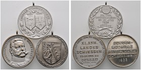 SCHÜTZEN
Anhaltinisches Landesschießen
Lot (3 Stücke): Tragbare, versilberte Bronzemedaille 1923 von Mayer und Wilhelm, auf das 11. Anhalt­ini­sche ...