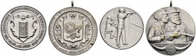 SCHÜTZEN
Märkisches Bundesschießen
Lot (2 Stücke):Tragbare, versilberte Bronzemedaille 1921 Wusterhausen sowie mattierte Silbermedaille 1927 Velten....