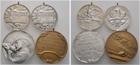 SCHÜTZEN
See- und Hegau Schützengau - Gauschießen
Lot (4 Stücke): Tragbare Bronzemedaille 1924 Singen; Mattierte Silbermedaille 1926 Rielasingen; Tr...