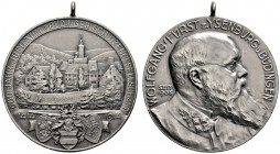 Schützenmedaillen einzelner Städte
Büdingen
Tragbare, mattierte Silbermedaille 1914 von Lauer, auf das 500-jährige Jubiläum der Schützen­gesellschaf...