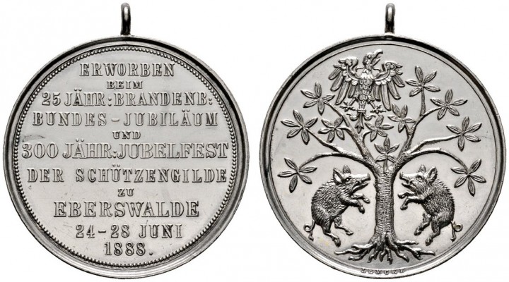 Schützenmedaillen einzelner Städte
Eberswalde
Tragbare Silbermedaille 1888 von...