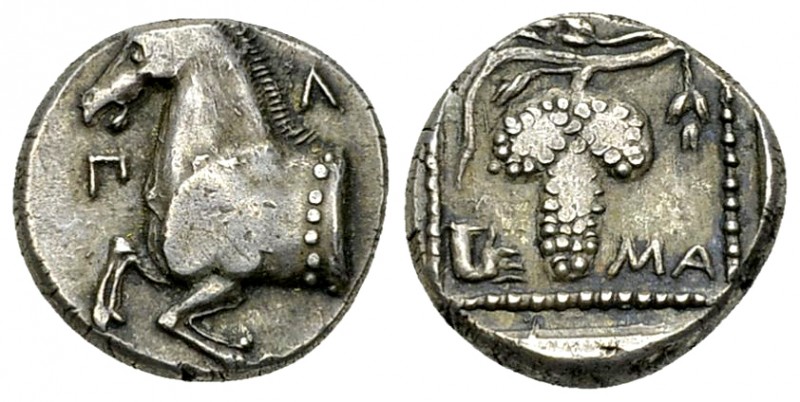 Maroneia AR Tetrobol, c. 395-385 BC 

Maroneia, Thrace. AR Tetrobol (13 mm, 2....