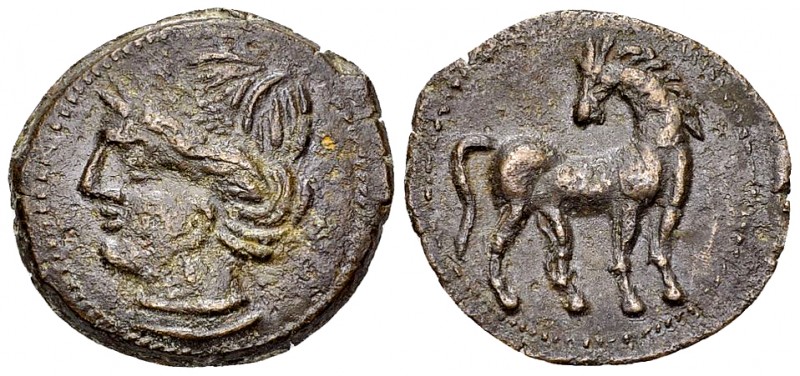 Carthage AE Shekel, c. 215-201 BC 

Carthage, Zeugitania. Second Punic War. AE...