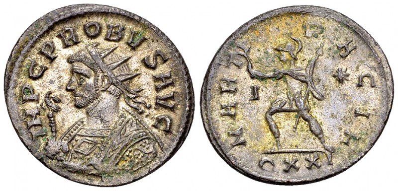 Probus silvered AE Antoninianus, Mars reverse 

Probus (276-282 AD). Silvered ...