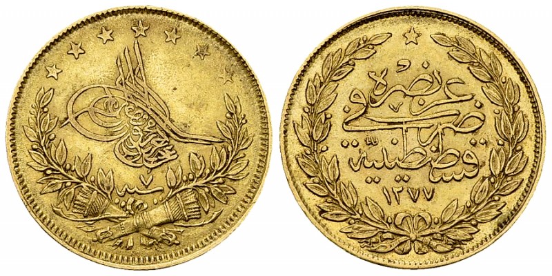 Abdul Aziz AV 100 Kurush 1277/7 

Ottoman Empire. Abdul Aziz (1861-1876). AV 1...