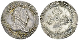 Henri III, AR Demi-Franc au col plat 1587 A, Paris