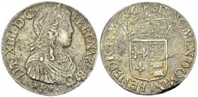 Louis XIV, AR Ecu de Béarn à la mèche longue 1656 R, Morlaas