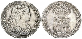 Louis XV, AR Ecu de Navarre 1718 D, Lyon