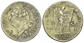 France, AR 15 Sols 1791 I, Limoges