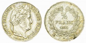 Louis-Philippe I, AR 1/4 de Franc 1833 A, Paris