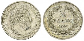 Louis-Philippe I, AR 1/2 Franc 1845 B, Rouen