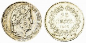 Louis-Philippe I, AR 25 Centimes 1845 B, Rouen