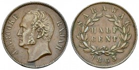 Sarawak CU 1/2 Cent 1863