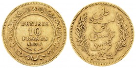 Tunisia AV 10 Francs 1891 A, Paris