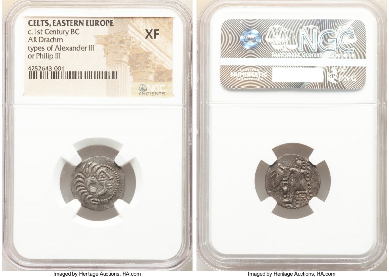 CELTS. Eastern Europe. Ca. 1st century BC. AR drachm (17mm, 12h). NGC XF. Imitat...