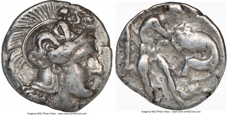 CALABRIA. Tarentum. Ca. 380-280 BC. AR diobol (11mm, 10h). NGC XF. Ca. 325-280 B...
