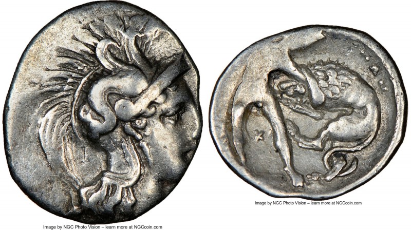 CALABRIA. Tarentum. Ca. 380-280 BC. AR diobol (12mm, 4h). NGC VF. Ca. 325-280 BC...