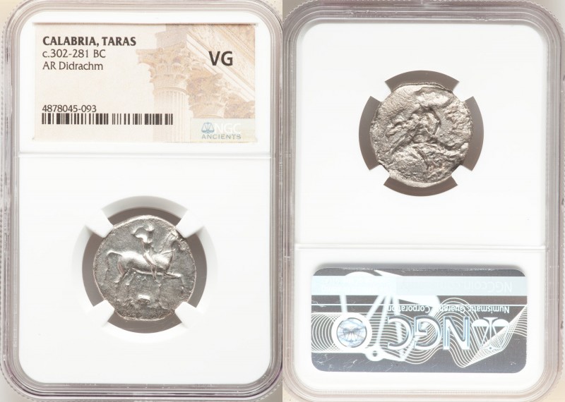 CALABRIA. Tarentum. Ca. 302-281 BC. AR nomos or didrachm (22mm, 6h). NGC VG. Sa-...