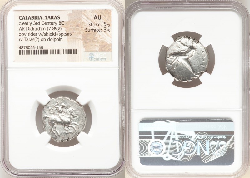 CALABRIA. Tarentum. Ca. early 3rd century BC. AR didrachm (22mm, 7.89 gm, 7h). N...