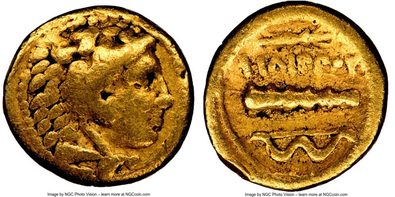 MACEDONIAN KINGDOM. Philip II (359-336 BC). AV quarter stater (11mm, 2.03 gm, 7h...