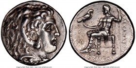 MACEDONIAN KINGDOM. Alexander III the Great (336-323 BC). AR tetradrachm (26mm, 5h). NGC Choice VF. Early posthumous issue of Sidon, dated Civic Year ...