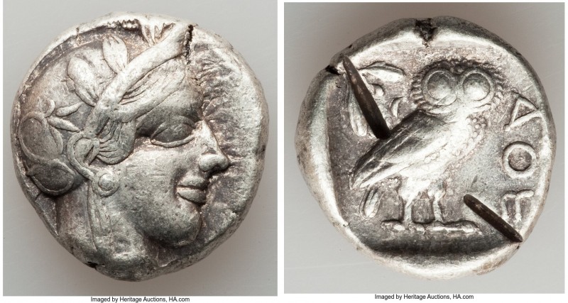 ATTICA. Athens. Ca. 440-404 BC. AR tetradrachm (25mm, 17.15 gm, 1h). VF, test cu...