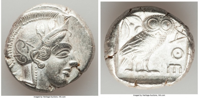ATTICA. Athens. Ca. 440-404 BC. AR tetradrachm (24mm, 17.15 gm, 2h). XF. Mid-mas...