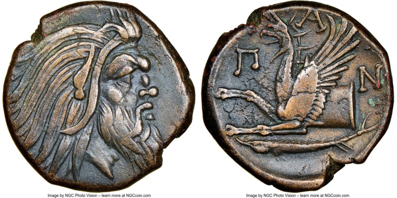 CIMMERIAN BOSPORUS. Panticapaeum. 4th century BC. AE (21mm, 12h). NGC Choice VF....