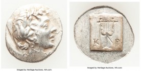 LYCIAN LEAGUE. Cragus. Ca. 48-20 BC. AR hemidrachm (15mm, 2.09 gm, 12h). AU Series 1. Laureate head of Apollo right; Λ-Y below / K-P, cithara (lyre); ...