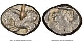 LYCIAN DYNASTS. Ca. 480-430 BC. AR stater (20mm, 6h). NGC Choice Fine, test cut. Pegasus flying left, T on hindleg / Facing lion's scalp within incuse...