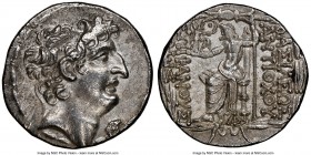 SELEUCID KINGDOM. Antiochus VIII Epiphanes Grypus (121-96 BC). AR tetradrachm (27mm, 15.74 gm, 1h). NGC Choice AU 4/5 - 4/5. Antioch, 109-96 BC. Diade...
