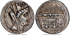 SYRIA. Seleuceia Pieria. Ca.106/5-88/7 BC. AR tetradrachm (29mm, 12h). NGC VF. Dated Civic Year 16 (94/3 BC). Veiled, diademed and draped bust of Tych...