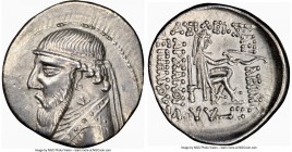 PARTHIAN KINGDOM. Mithradates II (ca. 121-91 BC). AR drachm(20mm, 12h). NGC Choice XF. Rhagae, ca. 109-96/5 BC. Diademed, draped bust of Mithradates I...