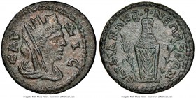LYDIA. Sardes. Pseudo-autonomous issue (AD 198-222). AE (20mm, 7h). NGC XF, smoothing. ϹΑΡΔΙϹ, turreted, veiled and draped bust of Tyche right, seen f...