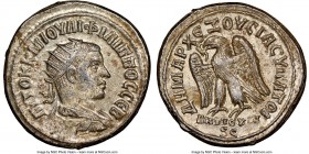 SYRIA. Antioch. Philip II (AD 247-249). BI tetradrachm (27mm, 12.36 gm, 6h). NGC Choice AU 4/5 - 4/5. AD 249. AYTOK K M IOYΛI ΦIΛIΠΠOC CЄB, laureate, ...