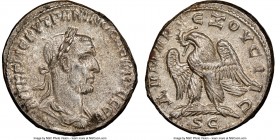 SYRIA. Antioch. Trajan Decius (AD 249-251). BI tetradrachm (27mm, 11.09 gm, 1h). NGC Choice AU 5/5 - 4/5. 2nd officina, AD 249-250. AYT K Γ MЄ KY TPAI...