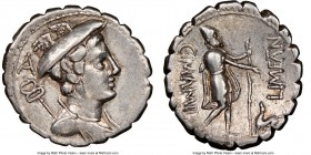 C. Mamilius Limetanus (ca. 82 BC). AR serratus denarius (18mm, 7h). NGC Choice VF. Rome. Draped bust of Mercury right, wearing winged petasus, caduceu...