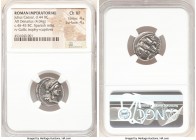 Julius Caesar, as Dictator (49-44 BC). AR denarius (18mm, 4.04 gm, 4h). NGC Choice XF 4/5 - 4/5. Military mint traveling with Caesar in Spain, late 46...