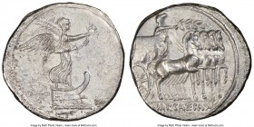 Octavian, as Sole Imperator (31-27 BC). AR denarius (19mm, 3.47 gm, 12h). NGC Choice XF 5/5 - 2/5. Rome or Italian mint, autumn 30 BC. Victory standin...