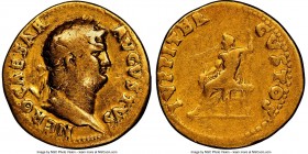 Nero (AD 54-68). AV aureus (19mm, 7.13 gm, 5h). NGC Fine 5/5 - 2/5, scratches. Rome, AD 65-68. NERO CAESAR-AVGVSTVS, laureate, bearded head of Nero ri...