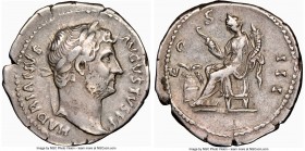Hadrian (AD 117-138). AR denarius (18mm, 7h). NGC VF. Rome, AD 128-129. HADRIANVS-AVGVSTVS P P, laureate head of Hadrian right, slight drapery on left...