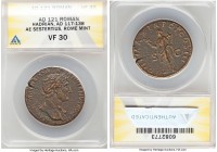 Hadrian (AD 117-138). AE sestertius (33mm, 5h). ANACS VF 30. Rome, AD 121. IMP CAESAR TRAIANVS HADRIANVS AVG, laureate head of Hadrian right, drapery ...